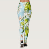 Groene olijven White Floral Patterned | LEGGINGS (Achterkant)