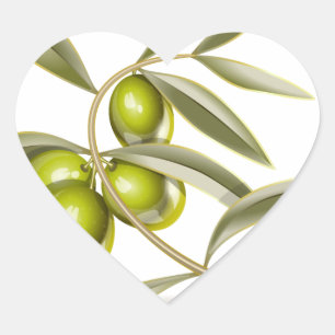 Groene olijventak hart sticker