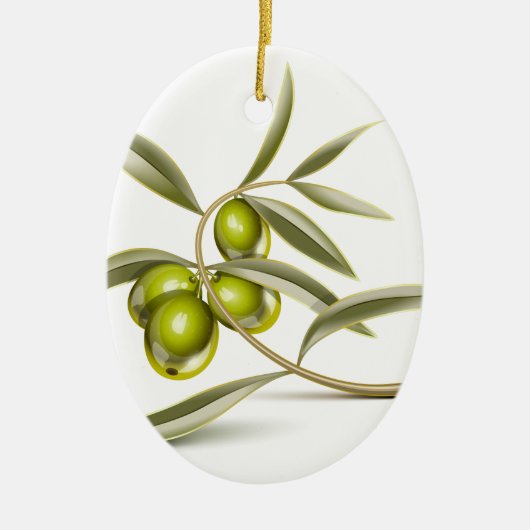 Groene olijventak keramisch ornament (Voorkant)