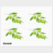 Groene olijventak rechthoekige sticker (Vel)