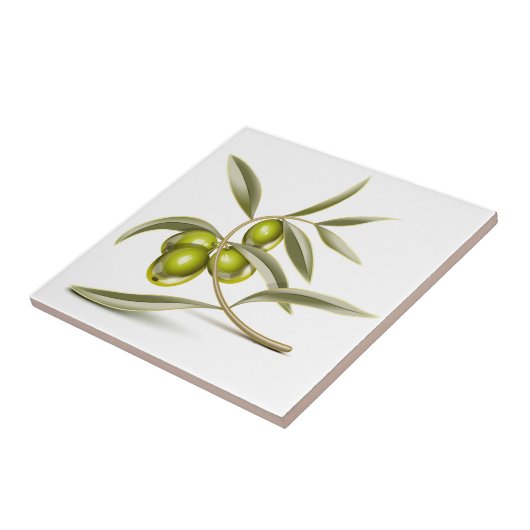 Groene olijventak tegeltje (Zijkant)