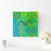 Groene olive blauwe valgolvende motif met octrooi- vierkante klok (Huis)