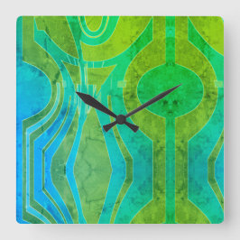 Groene olive blauwe valgolvende motif met octrooi- vierkante klok