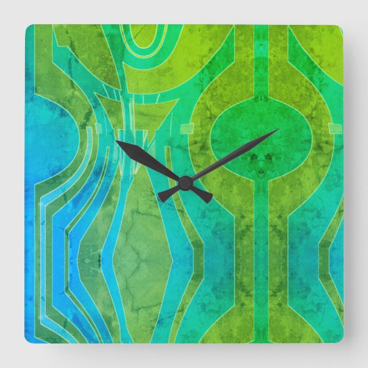 Groene olive blauwe valgolvende motif met octrooi- vierkante klok (Voorkant)