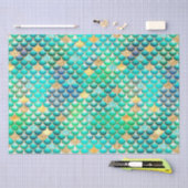 Groene Ombre-Folie en gouden Glitter Mermaid Scale Tissuepapier (Craft)