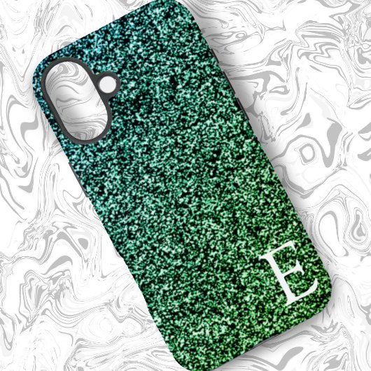 Groene Ombre Girly Printed Glitter Stijlvol Schatt Case-Mate iPhone Case