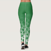 Groene Ombre & Groene Shamrock Patroon Over Wit Leggings (Achterkant)