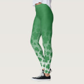 Groene Ombre & Groene Shamrock Patroon Over Wit Leggings (Links)