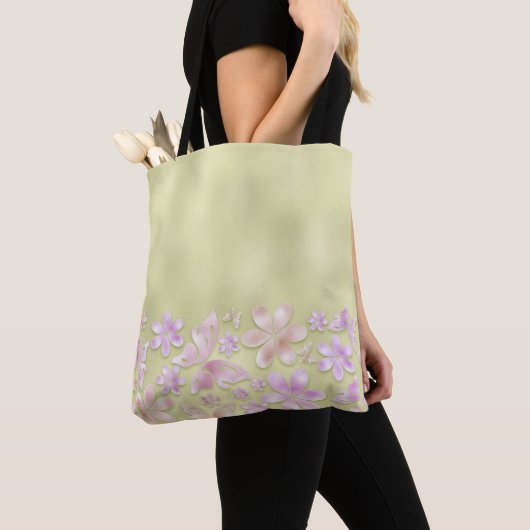 GROENE OMBRE MET PINKBUTTERFLIES EN -STROMEN TOTE BAG (Dichtbij)