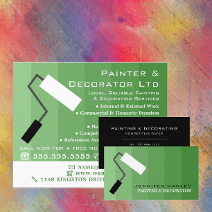 Groene ombre & Paint Roller, schilder & decorator Flyer