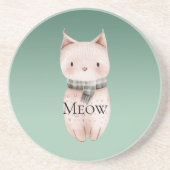 Groene Ombre Roze Kat Zandsteen Onderzetter (Voorkant)