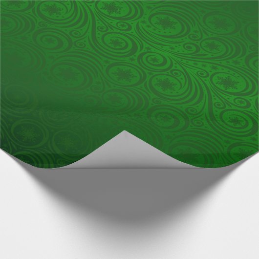 Groene Ombre Sneeuwvlok Damaskpatroon Cadeaupapier (Hoek)