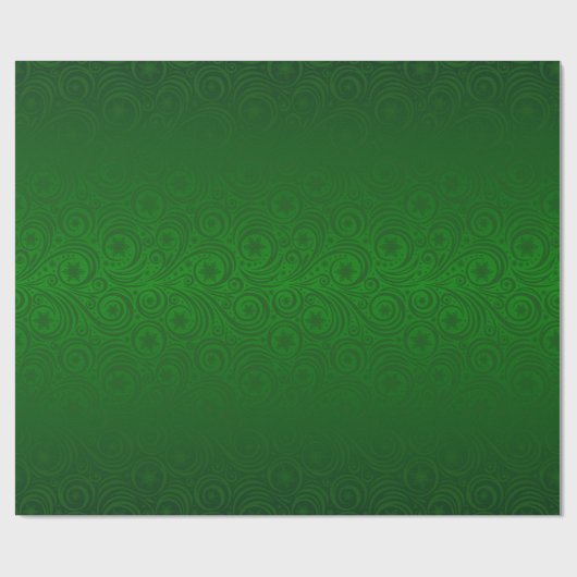 Groene Ombre Sneeuwvlok Damaskpatroon Cadeaupapier (Vlak)