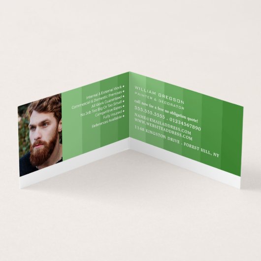 Groene Ombre Strepen, Schilder & Decorator Foto Visitekaartje (Binnen)