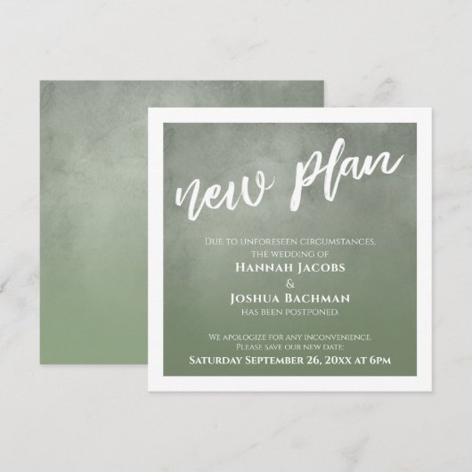 Groene Ombre uitgesteld bruiloft nieuwe plan Kaart (Voorkant / Achterkant)