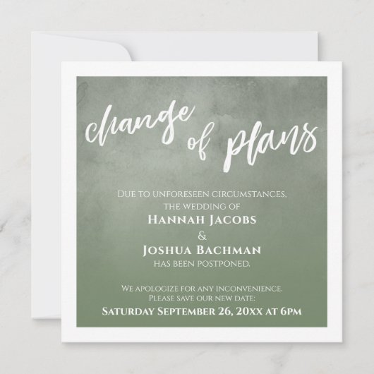 Groene Ombre Uitgestelde Trouwdag Wijziging van Pl Kaart (Voorkant)