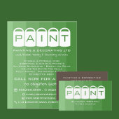 Groene ombre, verf emmers, schilder en decorator flyer