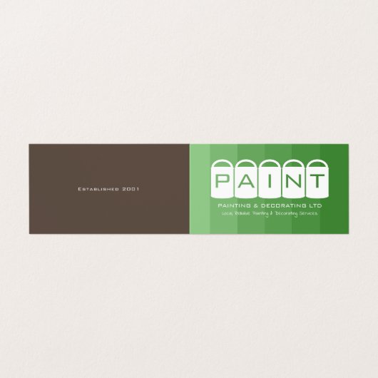 Groene ombre, verf emmers, schilder en decorator visitekaartje (Buitenkant ongevouwen)