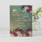 Groene ombre vlinder bloementuin Quinceañera Kaart (Staand voorkant)