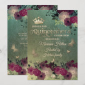 Groene ombre vlinder bloementuin Quinceañera Kaart (Voorkant / Achterkant)