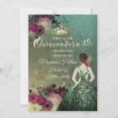 Groene ombre vlinder bloementuin Quinceañera Kaart (Voorkant)