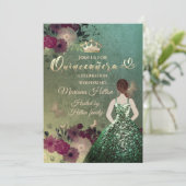 Groene ombre vlinder bloementuin Quinceañera Kaart (Staand voorkant)