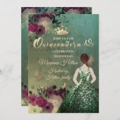 Groene ombre vlinder bloementuin Quinceañera Kaart (Voorkant / Achterkant)