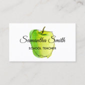 Groene Ombre Waterverf Apple School Docent Visitekaartje (Voorkant)