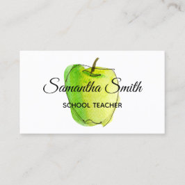 Groene Ombre Waterverf Apple School Docent Visitekaartje