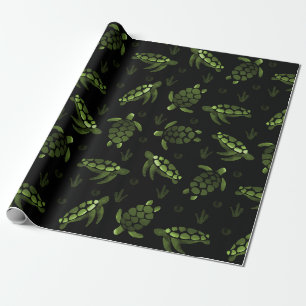 Groene Ombre Waterverf Zee Turtle Print Cadeaupapier
