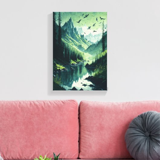 Groene omgeving kunst canvas verf (Insitu (Woonkamer))