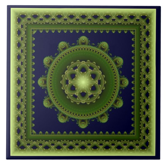 Groene omgezette mandala tegeltje (Voorkant)