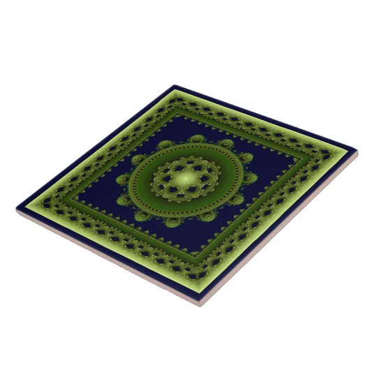 Groene omgezette mandala tegeltje (Zijkant)