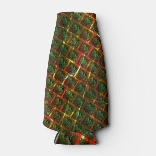 'Groene omgezette ogen', krassen of rood raster. Flesjeskoeler (Voorkant)