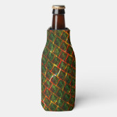 'Groene omgezette ogen', krassen of rood raster. Flesjeskoeler (Fles Voorkant)