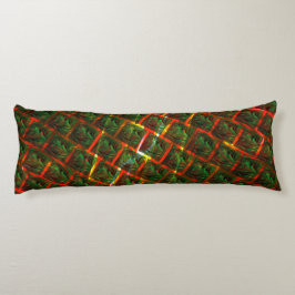 'Groene omgezette ogen', krassen of rood raster. Lichaamskussen