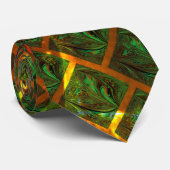 'Groene omgezette ogen', krassen of rood raster. Stropdas (Opgerold)