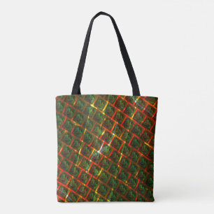 'Groene omgezette ogen', krassen of rood raster. Tote Bag