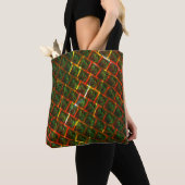 'Groene omgezette ogen', krassen of rood raster. Tote Bag (Dichtbij)