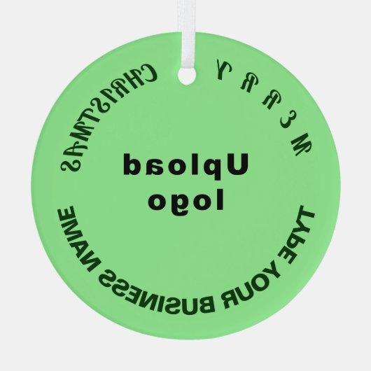 Groene omloop voor zakelijke kerstverlichting glas ornament (Achterkant)