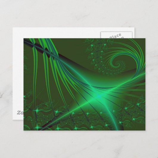 Groene onderbroken fractale kunst briefkaart (Voorkant / Achterkant)