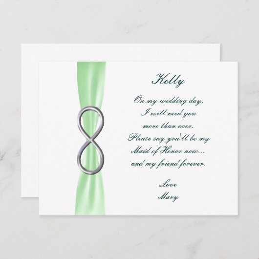 Groene Oneindigheid Trouw Bruidsmeisje van Eer Kaa Kaart (Voorkant / Achterkant)