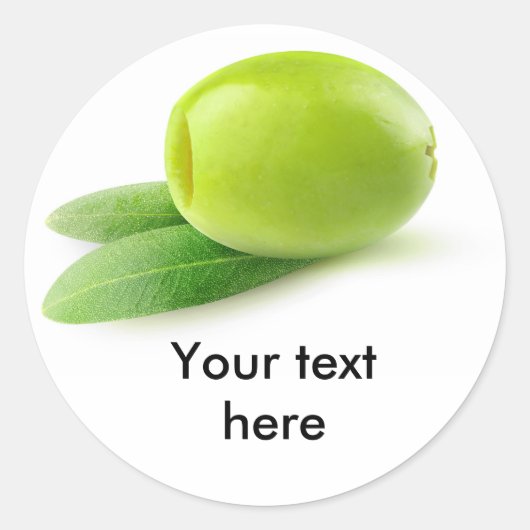 Groene ontpitte olijf ronde sticker (Voorkant)