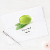 Groene ontpitte olijf ronde sticker (Envelop)