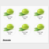 Groene ontpitte olijf ronde sticker (Vel)