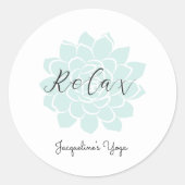Groene Ontspanning Yoga Quote Wit Ronde Sticker (Voorkant)