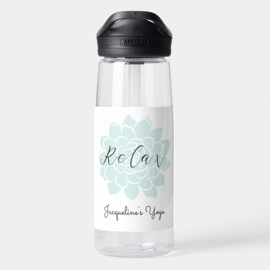 Groene Ontspanning Yoga Quote Wit Waterfles (Achterkant)