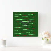 GROENE ONTWORPEN WALL HANGING DECOR VIERKANTE KLOK (Huis)