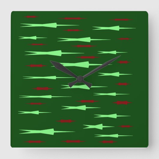 GROENE ONTWORPEN WALL HANGING DECOR VIERKANTE KLOK (Voorkant)
