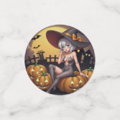 Groene Oog Halloween Heks op Jack-O-Lantern's Confetti (Kleine voorkant)